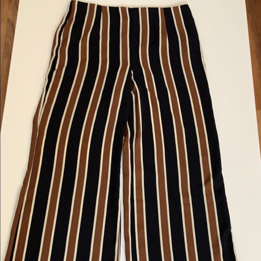 Forever 21 Black Brown and White Stripe Trousers